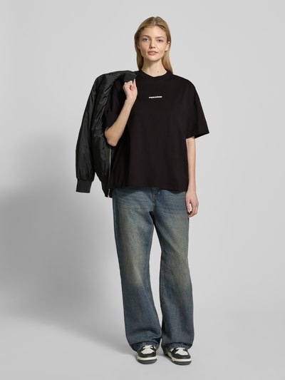 Pegador Oversized T-shirt met labelprint, model 'BRACY' Zwart - 1