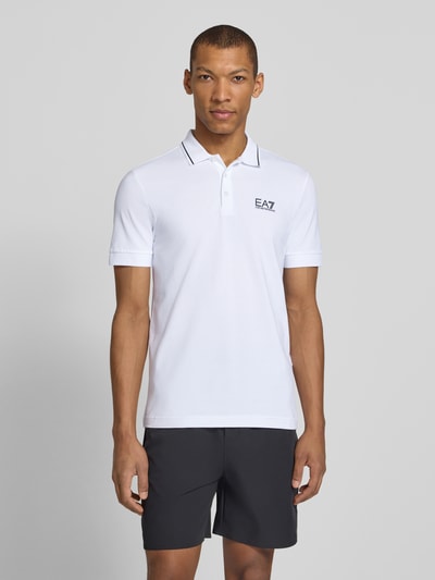 EA7 Emporio Armani Regular Fit Poloshirt mit Logo-Print Weiss 4
