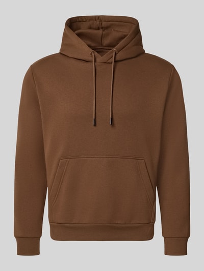 Produktfoto, hoodie met kangoeroezak Model 'BRADLEY' van JACK & JONES, Materiaalmix met katoen, los model, bruin, effen textuur