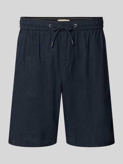 Produktfoto, Shorts aus Leinen-Viskose-Mix Modell 'MALVIN' von Blend in Dunkelblau, Regular-Fit, elastischer Bund, Eingrifftaschen, Vorderansicht