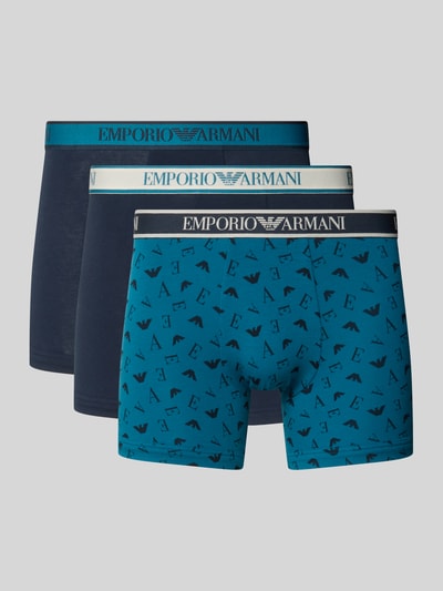 Emporio Armani Slim Fit Trunks aus Baumwoll-Mix Petrol 1