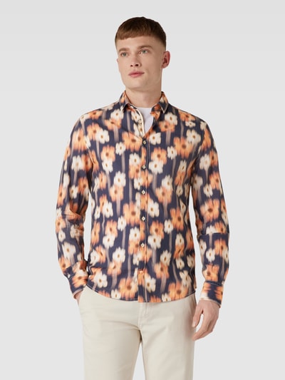 Colours & Sons Vrijetijdsoverhemd met all-over bloemenprint, model 'FOREST FLOWERS' Donkerblauw - 4