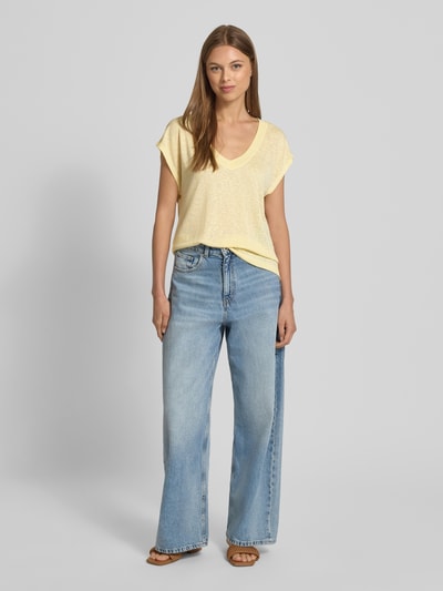 Zero T-Shirt aus Viskose-Mix mit V-Ausschnitt Hellgelb 1