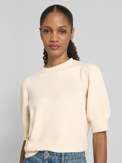 Vero Moda Comfort Fit Strickpullover mit Puffärmeln Modell 'DOFFY' Offwhite 3