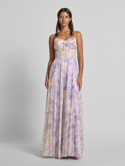 Mascara Abendkleid mit gelegten Falten Flieder Melange 4