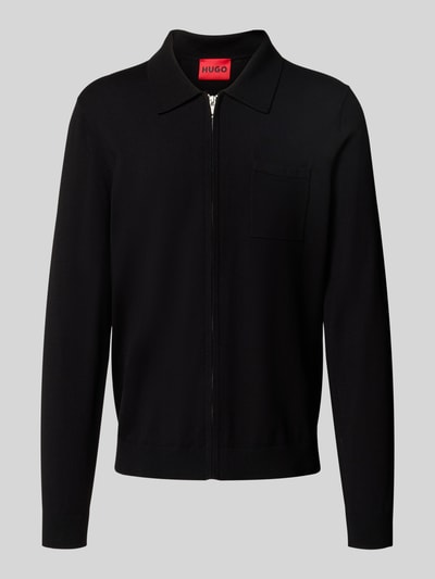 HUGO Regular Fit Strickjacke aus Viskose-Mix Modell 'SAN JEAN' Black 2