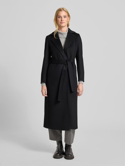 MAX&Co. Regular fit lange wollen jas met reverskraag, model 'LONGRUN' Zwart - 4