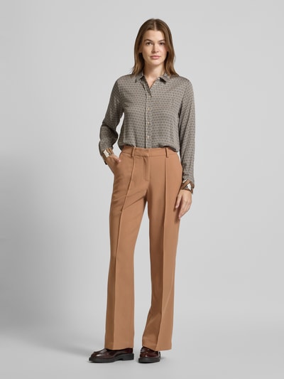 Milano Italy Flared cut stoffen broek met elastische band Camel - 1