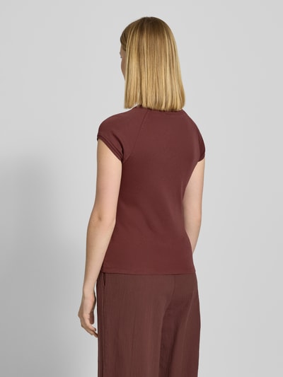 JAKE*S STUDIO WOMAN T-shirt met geribde ronde hals Roestrood - 5