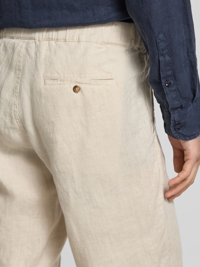 Mazine Regular fit korte linnen broek met steekzakken Offwhite - 3