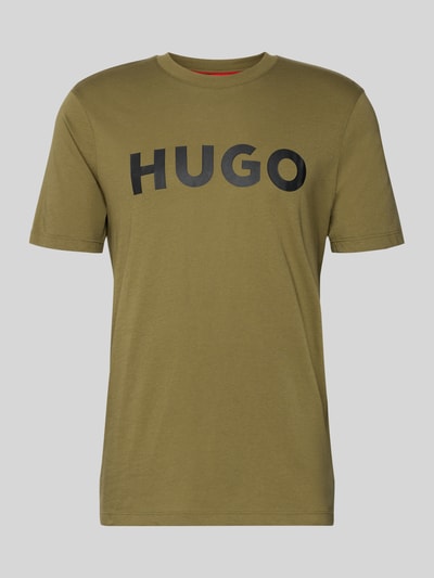 Produktfoto, Regular Fit T-Shirt aus reiner Baumwolle Modell 'DULIVIO' von HUGO in Optik: Unifarben mit Label-Print, Material: Jersey, kurzarm, Rundhals