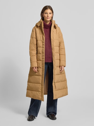 JOOP! Gewatteerde lange jas met capuchon, model 'Cassandra' Camel - 1