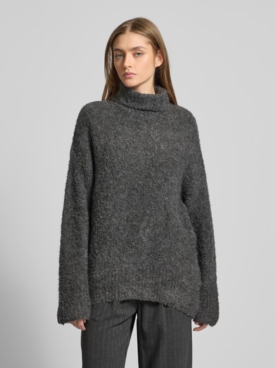 Pieces Relaxed Fit Rollkragenpullover mit Wollanteil Modell 'NATHERINE' Anthrazit Melange 4