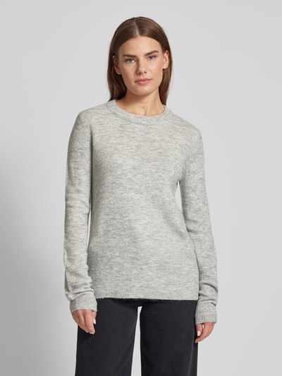 Fransa Gebreide pullover met ronde hals, model 'Rellis' Lichtgrijs gemêleerd - 4