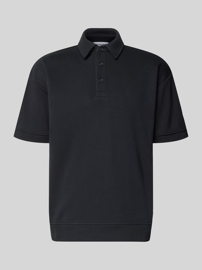Lindbergh Oversized Poloshirt mit Polokragen und Label-Detail Black 2