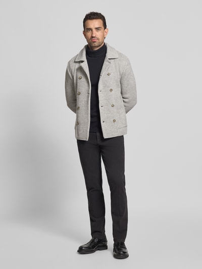 Manuel Ritz Gebreid jack met opgestikte steekzakken Lichtgrijs - 1