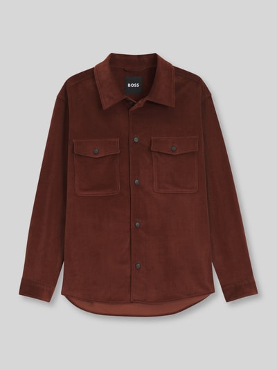 BOSS relaxed fit vrijetijdsoverhemd van katoenmix model 'Carper-OS-WG-264' Roestrood - 2