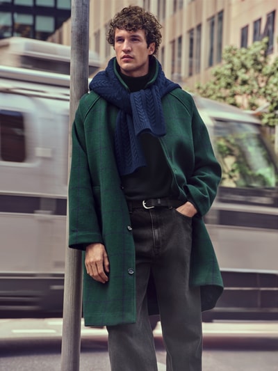 BLKVIS Lange jas met kentkraag Donkergroen - 6