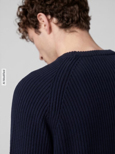 Selected Regular Fit Pullover aus reiner Baumwolle Modell 'BRAUN' Marine 3