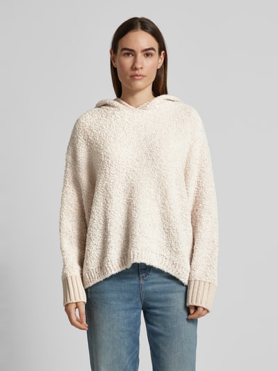 Marc O'Polo Loose fit bouclé hoodie van zachte scheerwolmix Ecru - 4