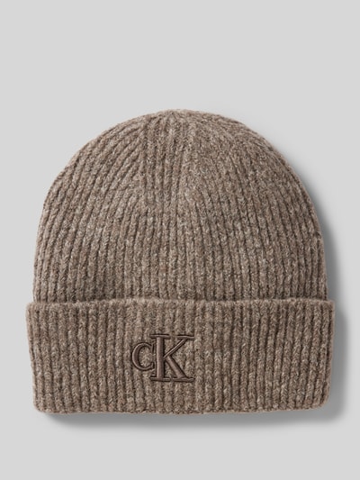 Calvin Klein Jeans Czapka beanie z wyhaftowanym logo model ‘THICK’ Szarobrązowy 1