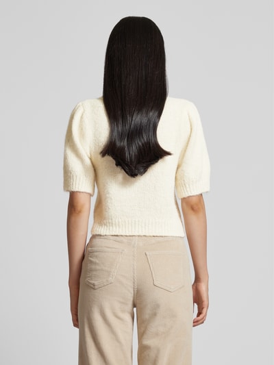 Vero Moda Regular fit gebreide pullover met pofmouwen, model 'NOVAH' Ecru - 5