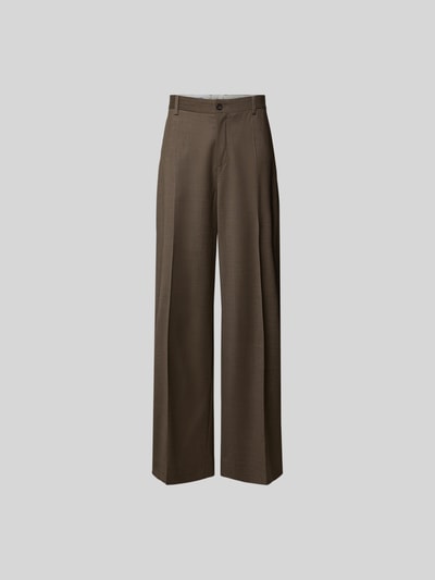 Produktfoto, Wide Fit Stoffhose aus wolmix van Filippa K in bruin met persplooien, achterzakken, knoop- en ritssluiting, heren, binnenbeenlengte maat 50: 45 cm, bandwijdte maat 50: 80 cm
