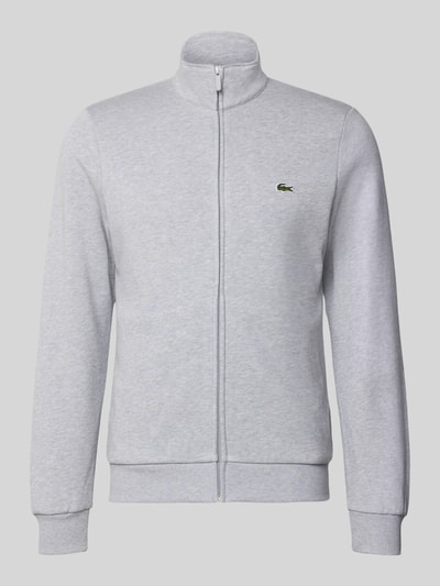 Produktfoto, Regular Fit Sweatjacke aus Baumwoll-Mix von Lacoste in Hellgrau mit Reißverschluss, glatte Oberfläche, Herren Sweatjacke von Lacoste