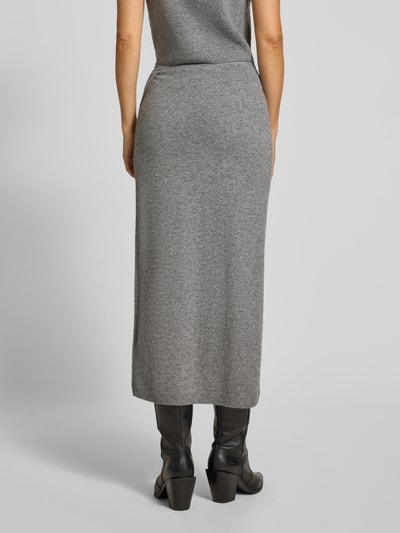 Oui Spódnica midi z mieszanki wełny z efektem dzianiny Jasnoszary melanż 5