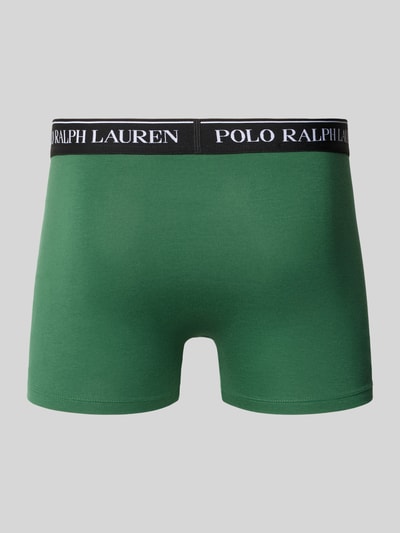 Produktfoto, Trunks aus Baumwoll-Mix Modell 'CLSSIC TRUNK-3 PACK' von Polo Ralph Lauren in Grün mit schwarzem Bund und weißem Logo-Schriftzug, Herren Pant & Trunk von Polo Ralph Lauren Underwear