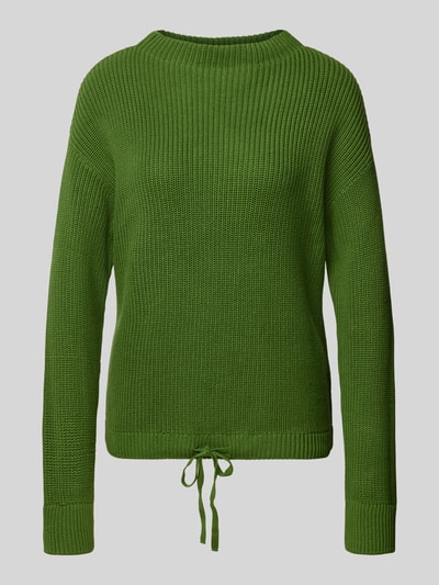 Jake*s Casual Gebreide pullover met strikdetail Grasgroen - 2