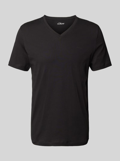 s.Oliver RED LABEL Regular Fit T-Shirt aus reiner Baumwolle mit V-Ausschnitt Black 2