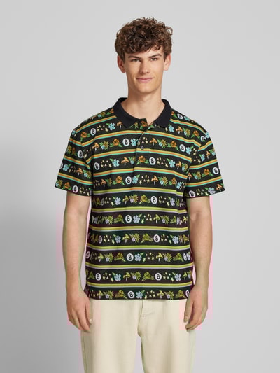 SANTA CRUZ Poloshirt mit kurzer Knopfleiste und Label-Detail Black 4