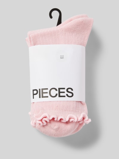 Pieces Socken mit Baumwoll-Anteil und Rüschen Modell 'CAFIA' Rose 3