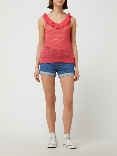 Vero Moda Tricottop met ruches, model 'Mikia' Fuchsia - 1