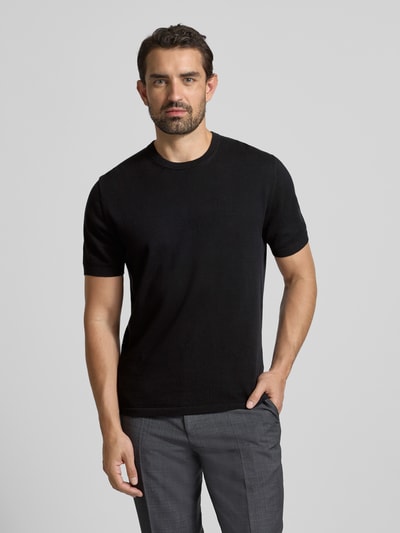 Christian Berg Men T-Shirt mit geripptem Rundhalsausschnitt Black 4