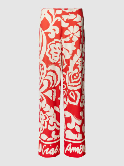 Oui Stoffen broek met paisleymotief Rood - 2