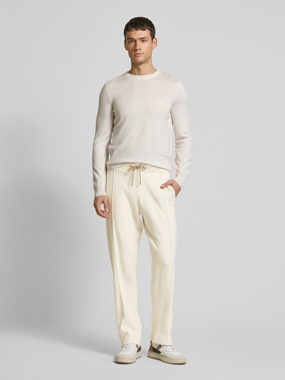 BOSS Sweatpants mit Schurwoll-Anteil und Label-Detail Modell 'Donetto' Offwhite 1