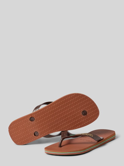 Produktfoto, Zehentrenner mit Label-Detail Modell 'BRASIL' von Havaianas, brązowe, zaokrąglony nosek, forma wsuwana, wysokość obcasa 1 cm
