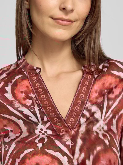 Emily Van den Bergh Regular Fit Bluse aus Viskose mit V-Ausschnitt Bordeaux 3