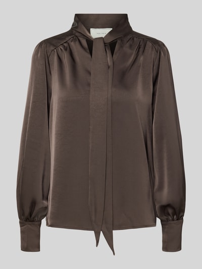 Neo Noir Blusenshirt mit Schleifen-Detail Dunkelbraun 2