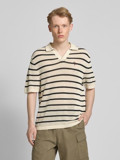 REVIEW Gebreid shirt met polokraag en labelstitching Ecru - 4