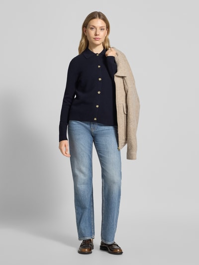 Christian Berg Woman Strickjacke mit Umlegekragen und Knopfleiste Dunkelblau 1