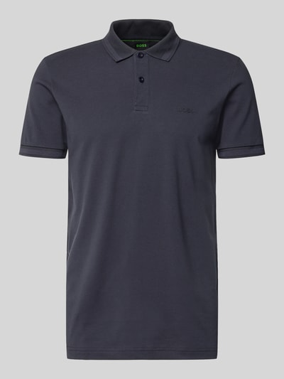 Produktfoto, ciemnoszara koszulka polo z bawełny Regular Fit Poloshirt aus reiner Baumwolle Modell 'PIO 1' von BOSS Green, gładka faktura