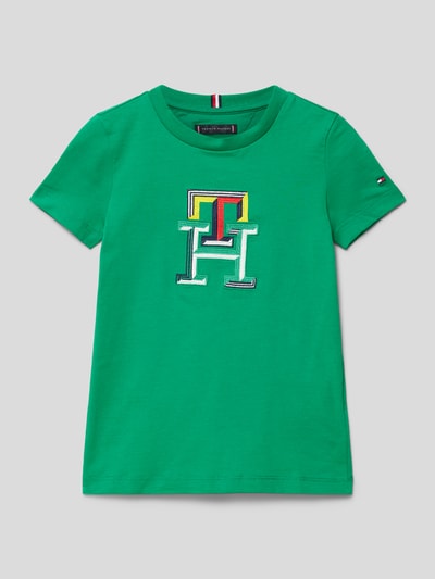 Tommy Hilfiger Teens T-shirt o kroju regular fit z wielokolorowym, wyhaftowanym logo Zielony 1