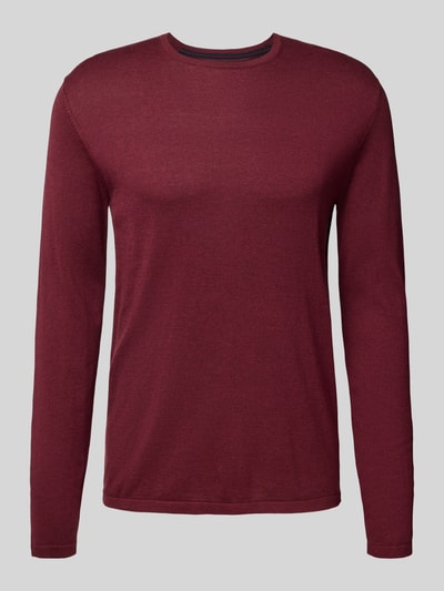 Christian Berg Men Regular fit pullover van puur katoen in gebreide look Bordeaux gemêleerd - 2