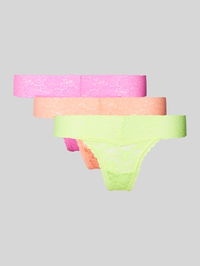 Guess String met etskanteffect in een set van 3 stuks Neon roze - 1