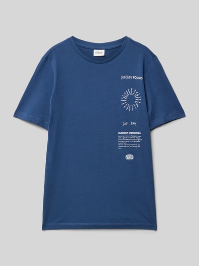 s.Oliver RED LABEL T-shirt o kroju regular fit z czystej bawełny Szaroniebieski 1