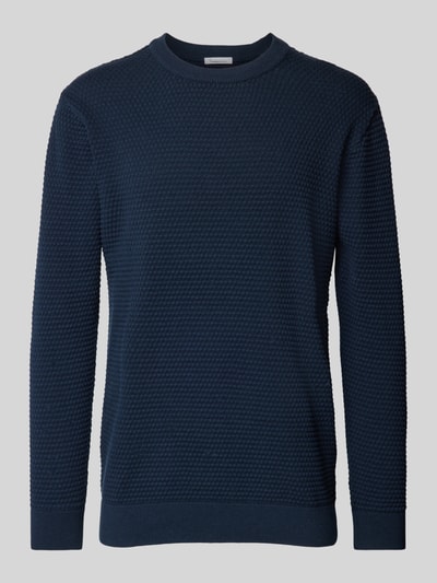 Knowledge Cotton Apparel Gebreide pullover met structuurmotief, model 'VAGN' Donkerblauw - 2