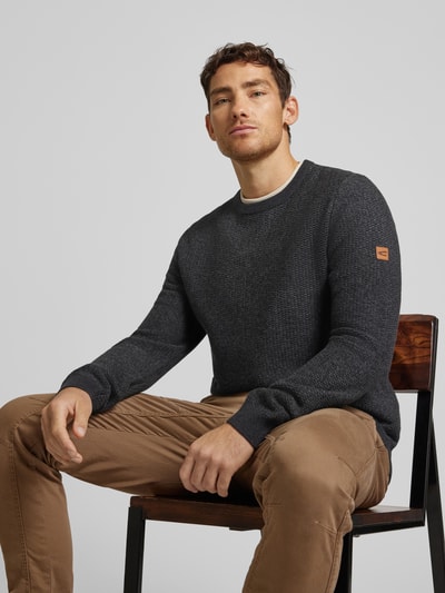 camel active Sweter z dzianiny z okrągłym dekoltem Antracytowy 3